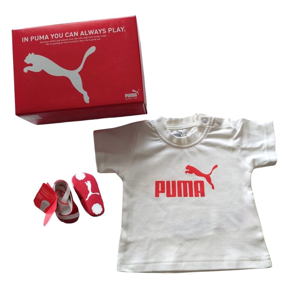 Puma Shoes & T-Shirt for Baby Size 0-3 Months Arayla Shimmer Crib Pack Set